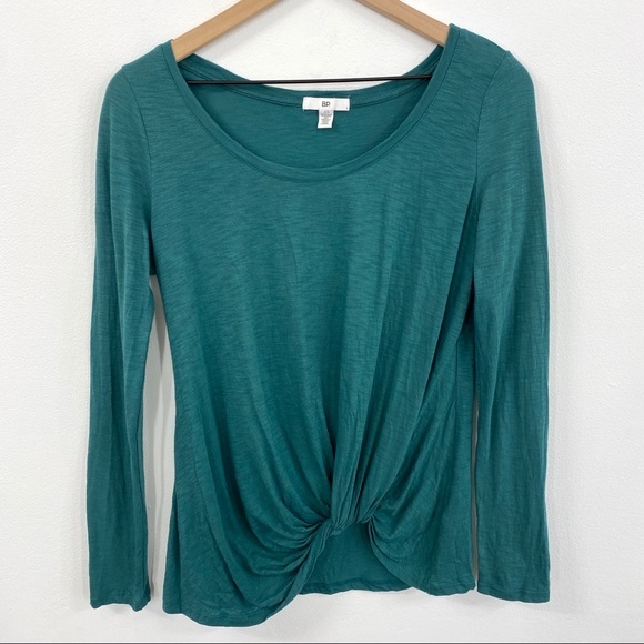 bp Tops - BP. Peacock Green Knot Front Long Sleeve T-shirt